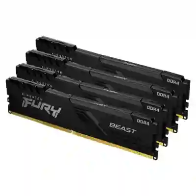 Kit memorie Kingston FURY Beast Black 16GB, DDR4-2666MHz, CL16, Quad Channel