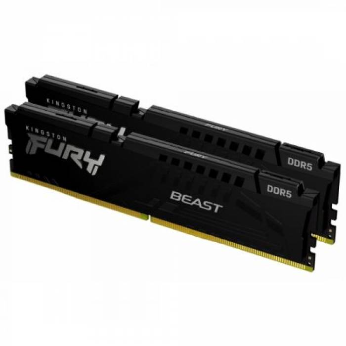 Kit Memorie Kingston FURY BEAST BLACK 32GB, DDR5-4800Mhz, CL38, Dual Channel