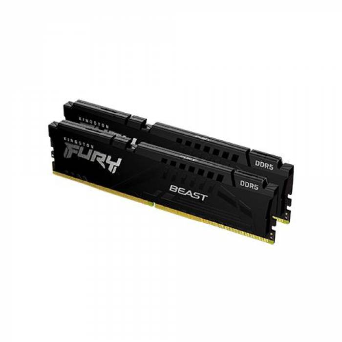 Kit Memorie Kingston Fury Beast Black AMD EXPO, 64GB, DDR5-5200MHz, CL36, Dual Channel