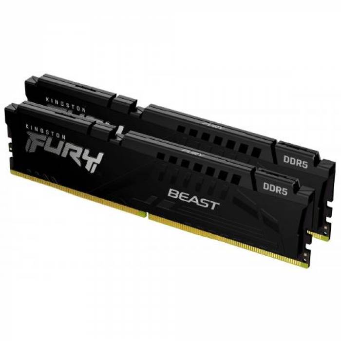 Kit Memorie Kingston Fury Beast Black AMD EXPO, 64GB, DDR5-5600MHz, CL36, Dual Channel