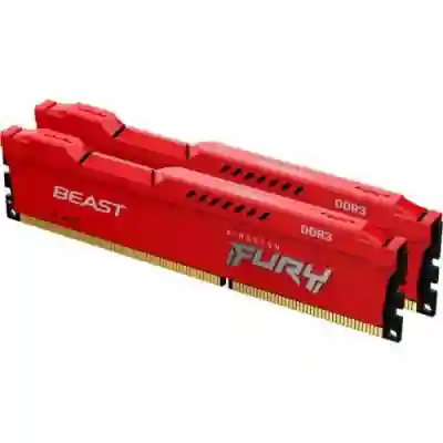 Kit Memorie Kingston Fury Beast Red, 16GB, DDR3-1600, CL10, Dual Channel