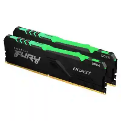 Kit memorie Kingston FURY Beast RGB 16GB, DDR4-3000MHz, CL15, Dual Channel