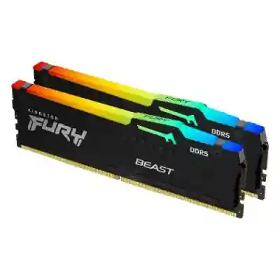 Kit Memorie Kingston Fury Beast RGB 32GB, DDR5-5200MHz, CL36, Dual Channel