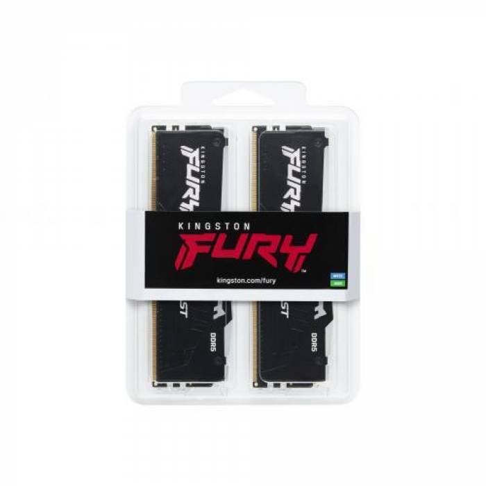 Kit Memorie Kingston Fury Beast RGB 32GB, DDR5-5200MHz, CL36, Dual Channel