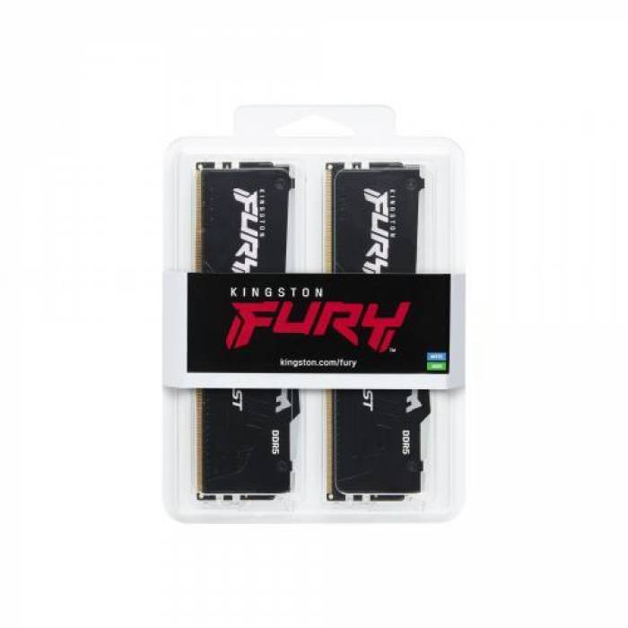 Kit Memorie Kingston Fury Beast RGB 32GB, DDR5-6000MHz, CL36, Dual Channel