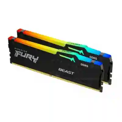 Kit Memorie Kingston FURY Beast RGB, 32GB, DDR5-6000MHz, CL40, Dual Channel