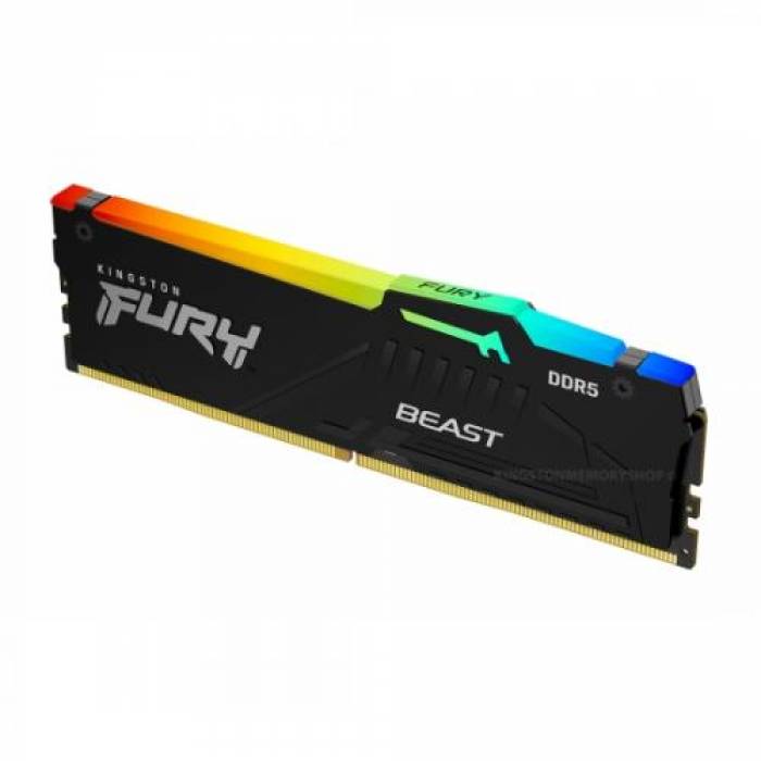 Kit Memorie Kingston FURY Beast RGB, 32GB, DDR5-6000MHz, CL40, Dual Channel