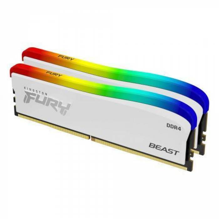 Kit Memorie Kingston Fury Beast RGB Special Edition White 16GB, DDR4-3200MHz, CL16, Dual Channel