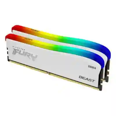 Kit Memorie Kingston Fury Beast RGB Special Edition White 16GB, DDR4-3600MHz, CL17, Dual Channel