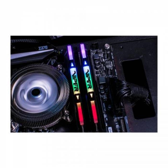 Kit Memorie Patriot Viper RGB Black 16GB, DDR4-3000MHz, CL15, Dual Channel