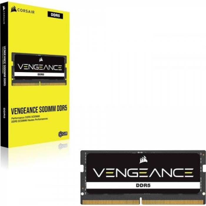 Kit memorie SO-DIMM Corsair Vengeance 64GB, DDR5-4800MHz, CL40, Dual Channel
