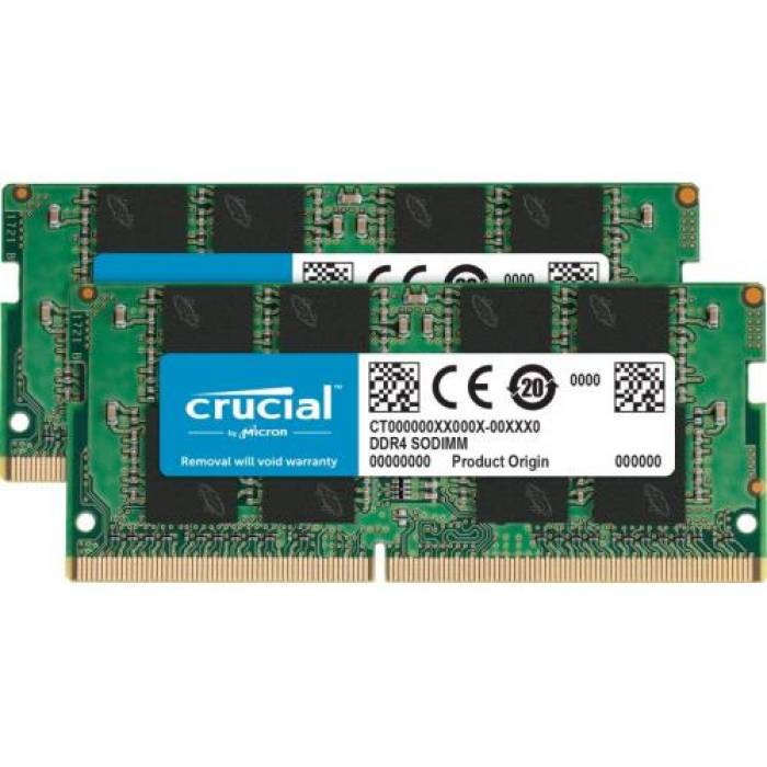 Kit Memorie SO-DIMM Crucial 32GB, DDR4-3200Mhz, CL22, Dual Channel