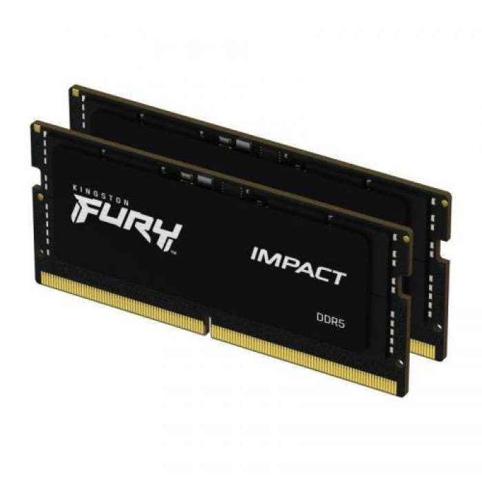 Kit Memorie SO-DIMM Kingston Fury Impact 16GB, DDR5-4800Mhz, CL38, Dual Channel