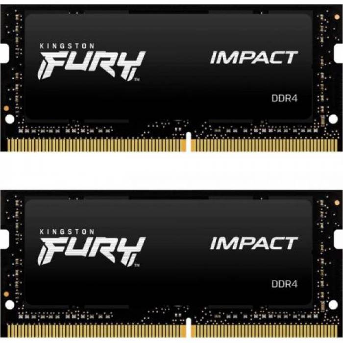 Kit Memorie SO-DIMM Kingston FURY Impact, 32GB, DDR4-2666Mhz, CL16, Dual Channel