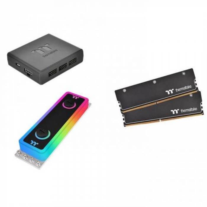 Kit Memorie Thermaltake WaterRam RGB, 32GB, DDR4-3200MHz, CL16, Quad Channel
