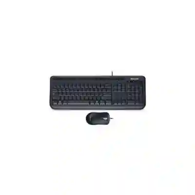 Kit Microsoft Desktop 600 - Tastatura, USB, Black + Mouse Optic, USB, Black