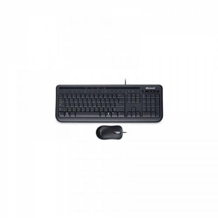 Kit Microsoft Desktop 600 - Tastatura, USB, Black + Mouse Optic, USB, Black