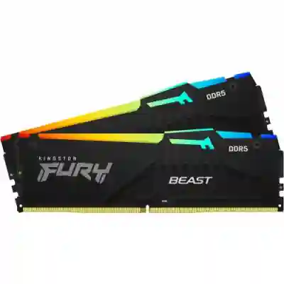 Kit Mmeorie Kingston FURY Beast RGB, 32GB, DDR5-5200MHz, CL40, Dual Channel