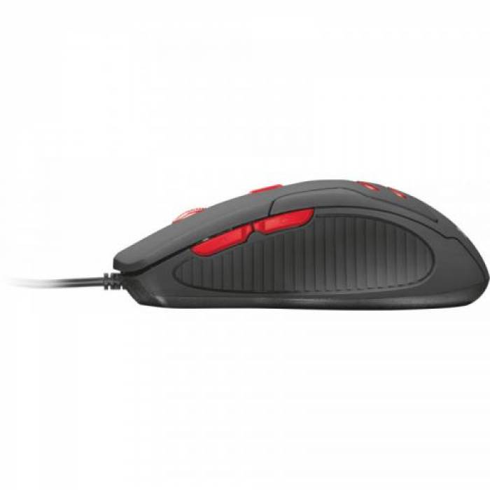 Kit Mouse Optic Trust ZIVA, USB, Black-Red + Mouse Pad, Black