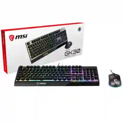Kit MSI VIGOR GK30 Combo Tastatura Mecanica RGB LED, USB, Black + Mouse Optic Clutch GM11 RGB LED, USB, Black