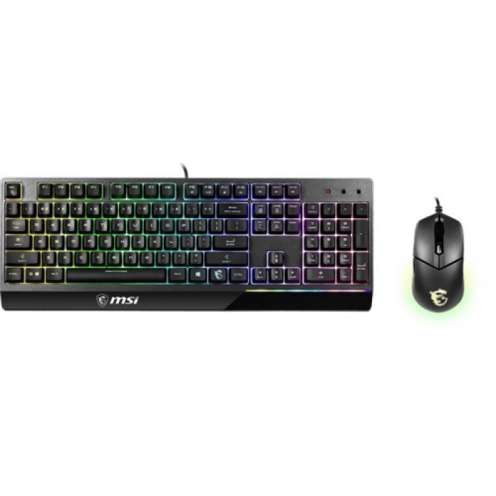 Kit MSI VIGOR GK30 Combo Tastatura Mecanica RGB LED, USB, Black + Mouse Optic Clutch GM11 RGB LED, USB, Black