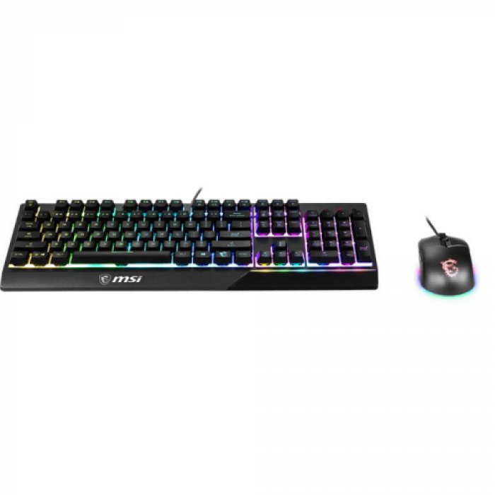 Kit MSI VIGOR GK30 Combo Tastatura Mecanica RGB LED, USB, Black + Mouse Optic Clutch GM11 RGB LED, USB, Black