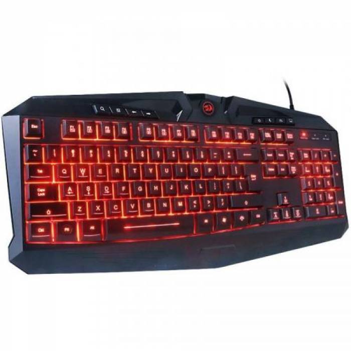 Kit Redragon Essentials S109 5 in 1, Tastatura Harpe, RGB LED, USB, Black + Mouse Optic M609 Phaser, USB, Black + Casti Redragon Garuda + Mouse Pad Redragon P016 Piscens + Rucsac Redragon GB-100