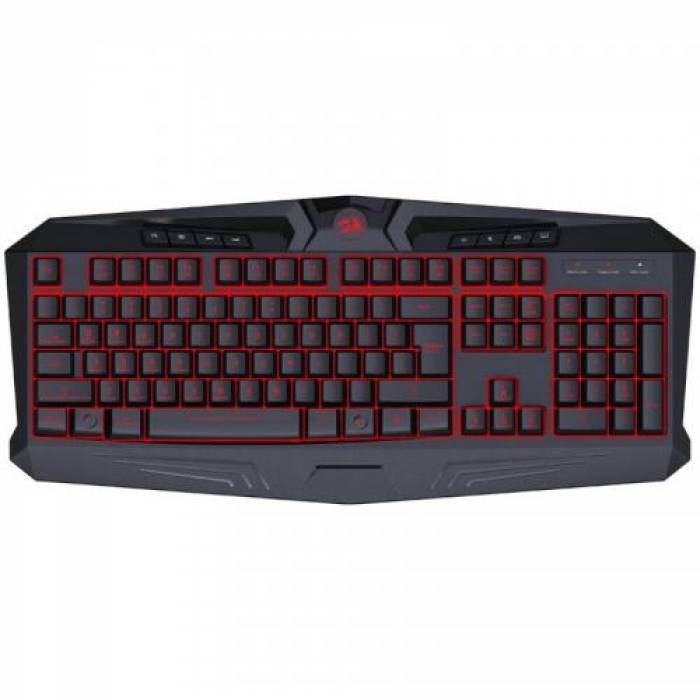 Kit Redragon Essentials S109 5 in 1, Tastatura Harpe, RGB LED, USB, Black + Mouse Optic M609 Phaser, USB, Black + Casti Redragon Garuda + Mouse Pad Redragon P016 Piscens + Rucsac Redragon GB-100