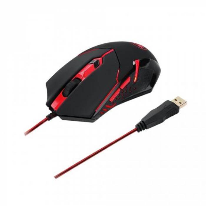 Kit Redragon Essentials - Tastatura, RGB LED, USB, Black + Mouse Optic, USB, Black-Red