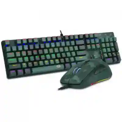 Kit Redragon S108 - Tastatura RGB LED, USB, Black + Mouse optic, RGB LED, USB, Multicolor