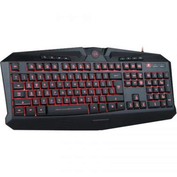 Kit Redragon - Tastatura Harpe Red LED, USB, Black + Mouse Optic Pegasus, USB, Black-Red + Casti Stereo Garuda, jack, Black-Red + Mouse Pad Archelon M, Black-Red