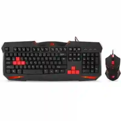 Kit Redragon - Tastatura Vajra, USB, Black-Red + Mouse Centrophorus Optic, USB, Black-Red