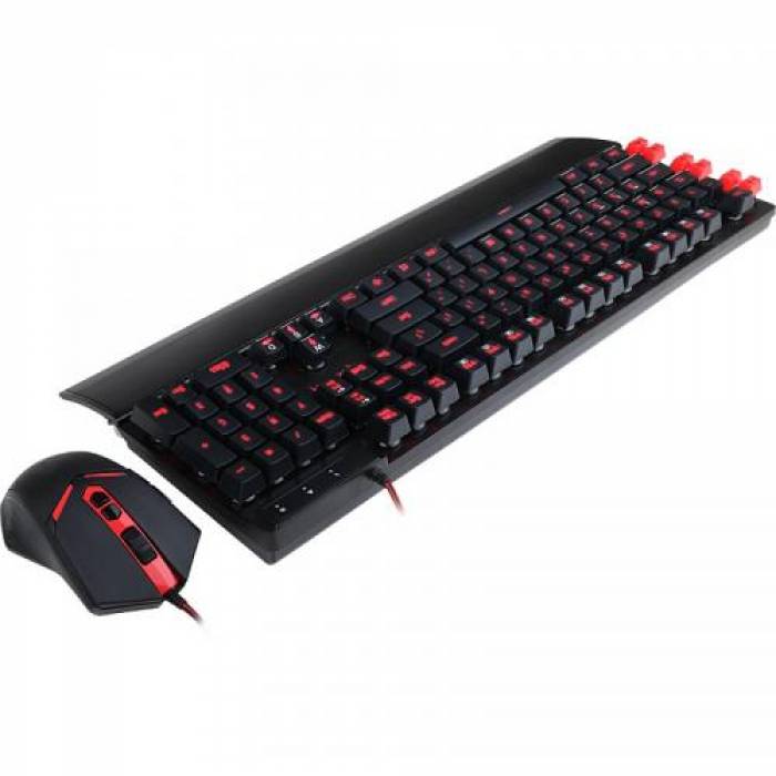 Kit Redragon - Tastatura Yaksa, RGB LED, USB, Black-Red + Mouse Nemeanlion, USB, Black-Red