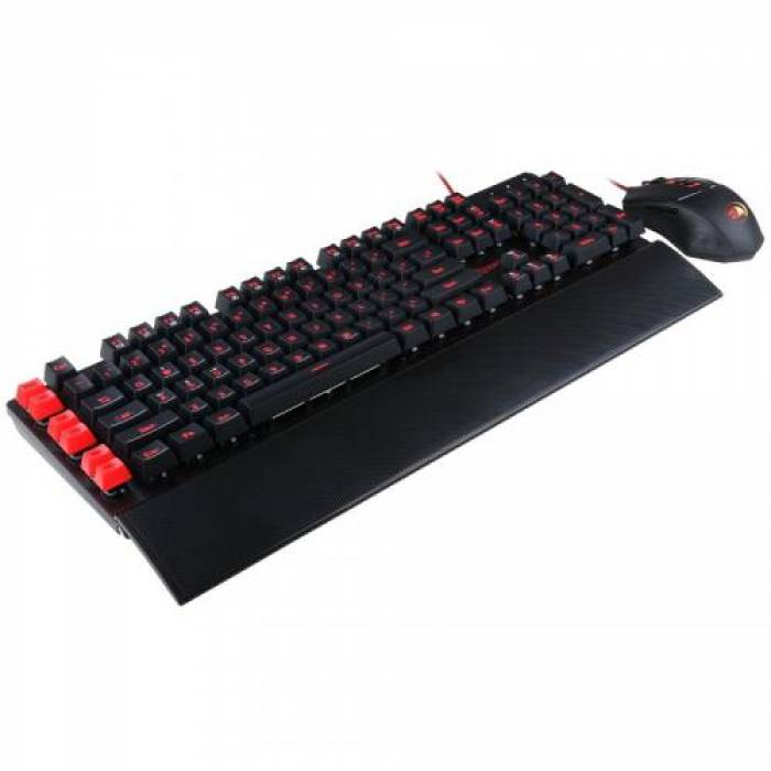 Kit Redragon - Tastatura Yaksa, RGB LED, USB, Black-Red + Mouse Nemeanlion, USB, Black-Red