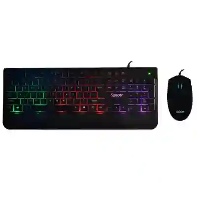 Kit Spacer SPGK-INVICTUS - Tastatura Invictus, RGB LED, USB, Black + Mouse Optic, RGB LED, USB, Black