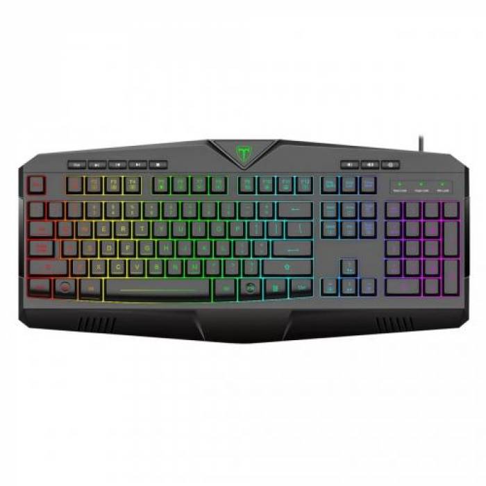 Kit T-Dagger 3 in 1- Tastatura, RGB LED, USB, Black + Mouse Optic, LED, USB, Black + Mouse Pad Lava M, Black