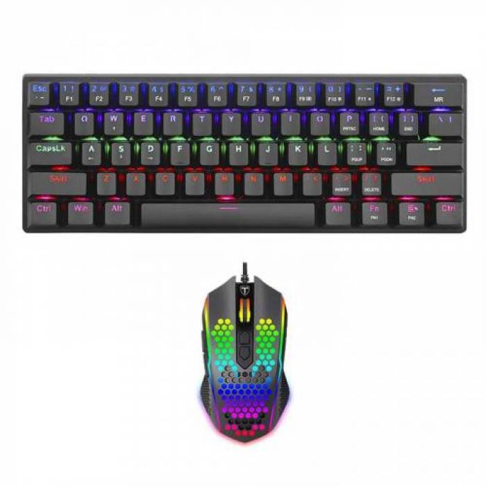 Kit T-Dagger Main Force - Tastatura, RGB LED, USB, Black + Mouse Optic, RGB LED, USB, Black