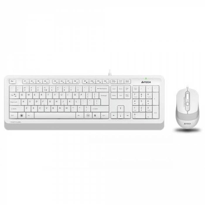 Kit Tastatura A4Tech Fstyler - Tastatura FM10, USB, White + Mouse Optic FK10, USB, White