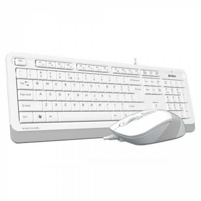 Kit Tastatura A4Tech Fstyler - Tastatura FM10, USB, White + Mouse Optic FK10, USB, White