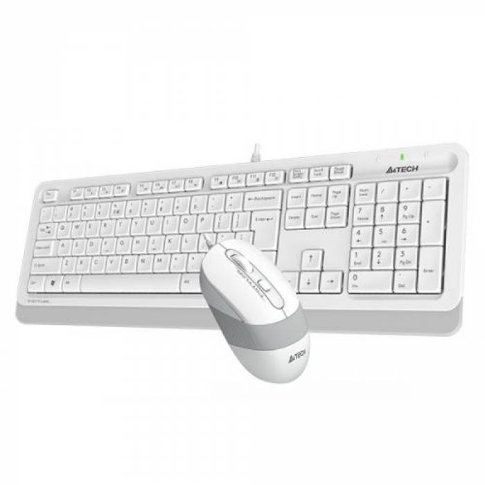 Kit Tastatura A4Tech Fstyler - Tastatura FM10, USB, White + Mouse Optic FK10, USB, White