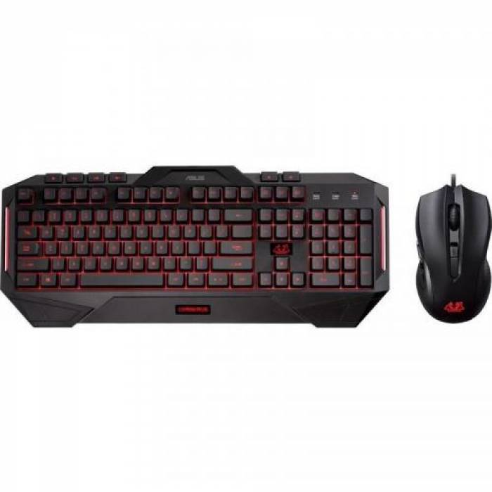 Kit Tastatura Asus Cerberus, USB, Black + Mouse Asus Cerberus, USB, Black