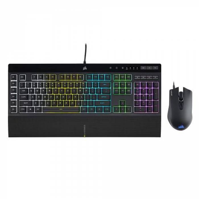 Kit Tastatura Corsair K55 RGB PRO, USB , Black + Mouse Optic Harpoon RGB PRO, USB, Black