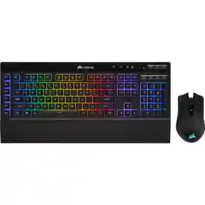 Kit Tastatura Corsair K57 RGB LED, USB Wireless, Black + Mouse Optic Harpoon RGB LED, USB Wireless, Black