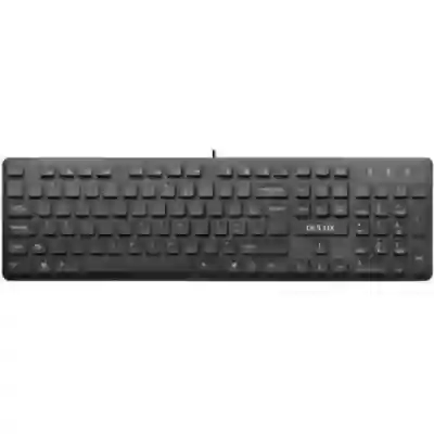 Kit Tastatura Delux KA150U, USB, Black + Mouse optic, USB, Black-Green