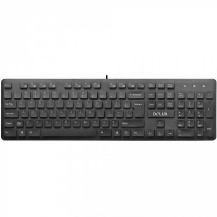 Kit Tastatura Delux KA150U, USB, Black + Mouse optic, USB, Black-Green