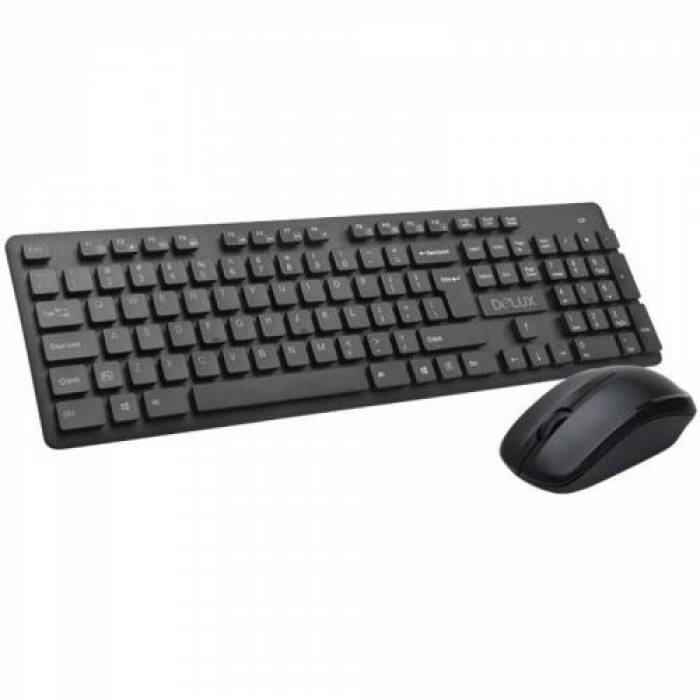 Kit Tastatura Delux KA150U, USB, Black + Mouse optic, USB, Black