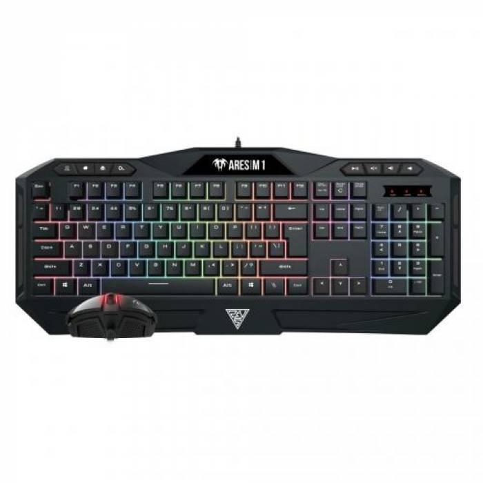 Kit Tastatura Gamdias Ares M1 RGB LED, USB, Black + Mouse Optic Gamdias Zeus E2 RGB LED, USB, Black