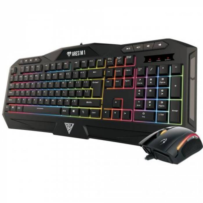 Kit Tastatura Gamdias Ares M1 RGB LED, USB, Black + Mouse Optic Gamdias Zeus E2 RGB LED, USB, Black