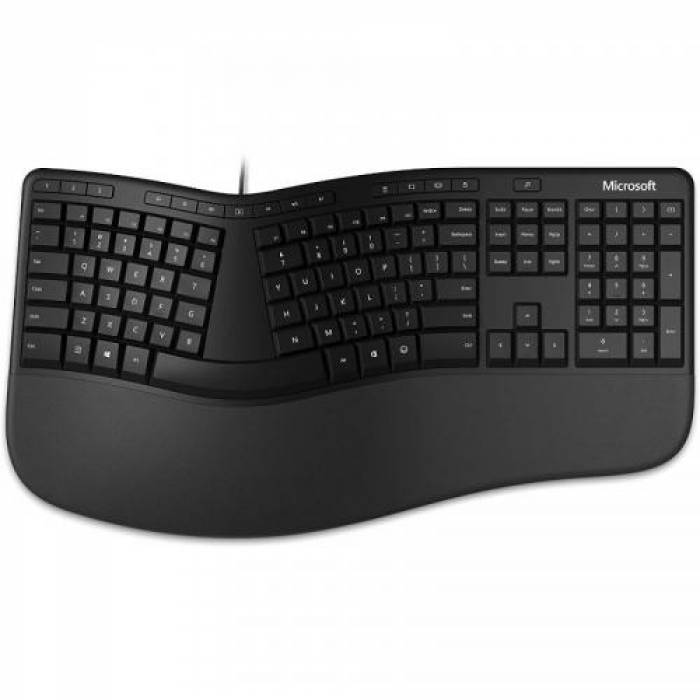 Kit Tastatura Microsoft Ergonomic for business , USB, Black + Mouse optic, USB, Black