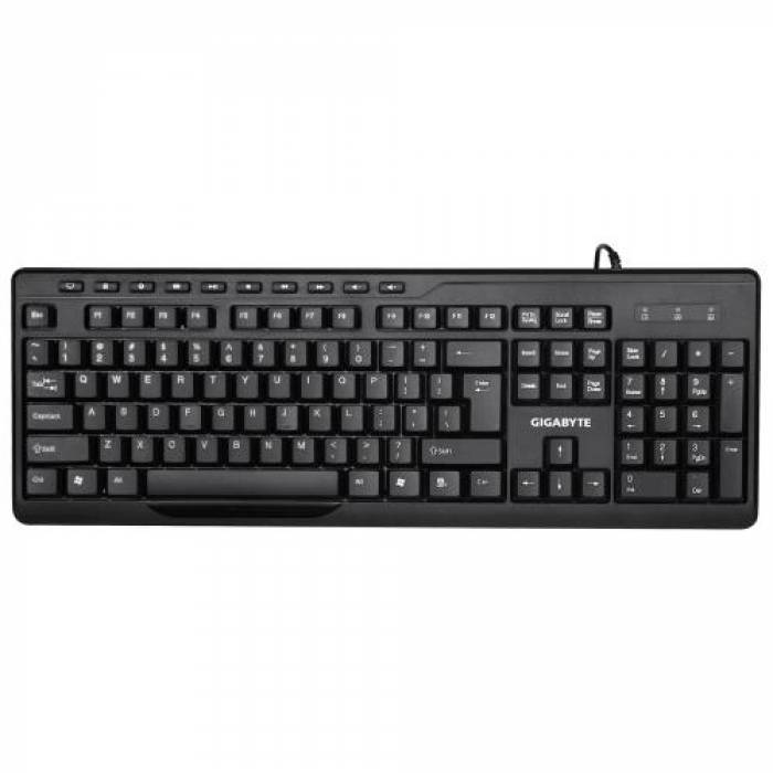 Kit Tastatura + Mouse Gigabyte GK-KM6300 - Tastatura USB, Black + Mouse Optic, USB, Black